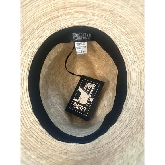 NWT Brooklyn Hat Co Straw Panama Hat Wide Brim Palm Unisex Natural Black main image 7